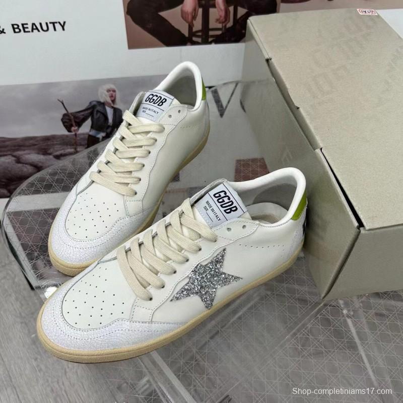 2024 Unisex GGDB White Silver Glitter Leather Sneakers MJ00260