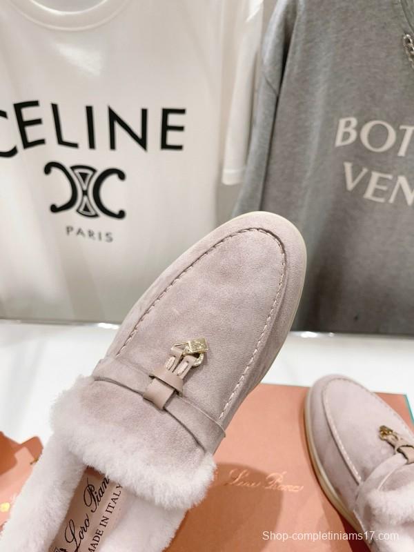 2024 Women LP Beige Suede Shearling Loafer MJ00300
