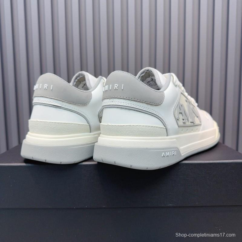 2025 Unisex Amiri White Grey Leather Sneakers MJ00360