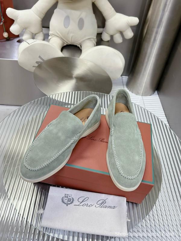 2024 Women LP Light Grey Suede Loafers MJ00270