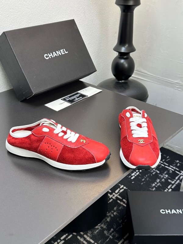 2025 Women Chanel Red Leather Casual Sneakers Fashion Craft LY00360(F)