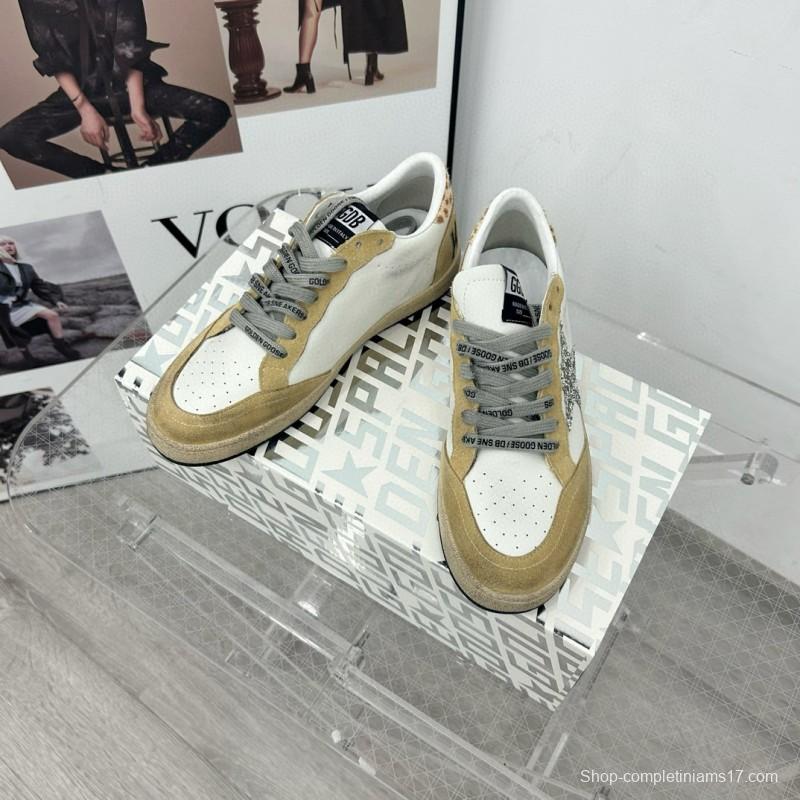 2024 Unisex GGDB White Beige Glitter Suede Leather Low Top Sneakers MJ00260