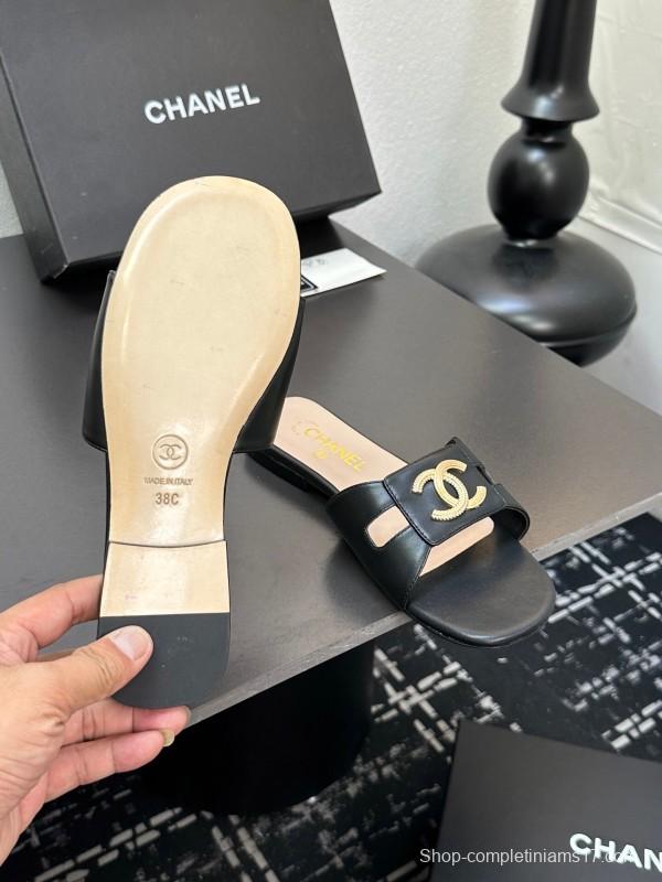 2025 Slippers Chanel Black Lambskin Slippers