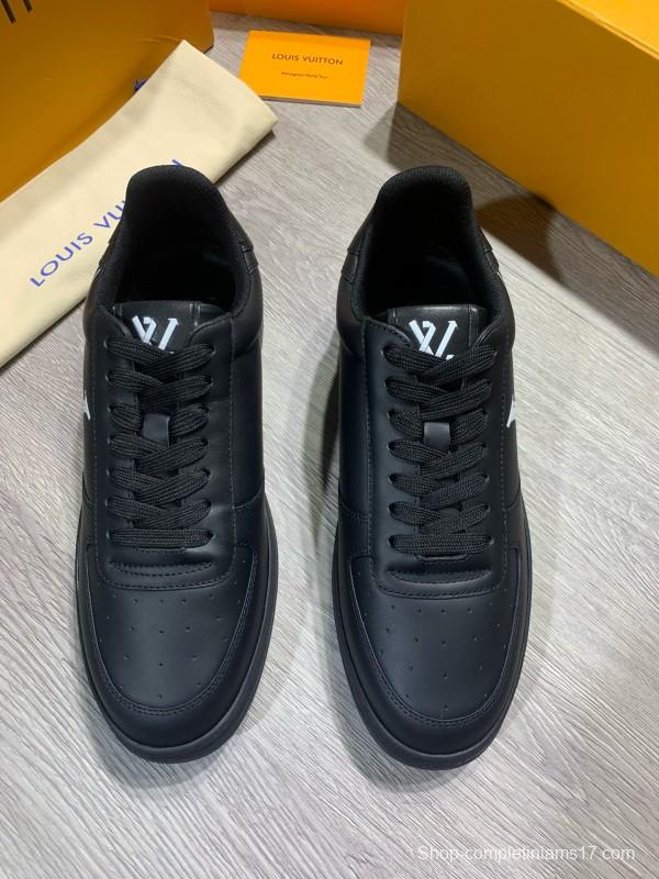 2024 Unisex Louis Vuitton Black Leather Sneakers High Frequency Brand Totem MJ00380