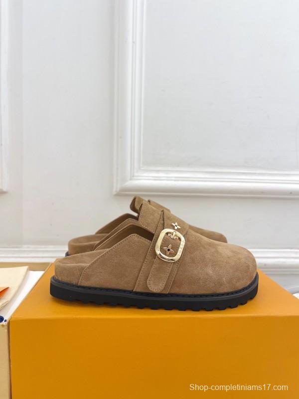 2025 Slippers LV Brown Suede Slippers