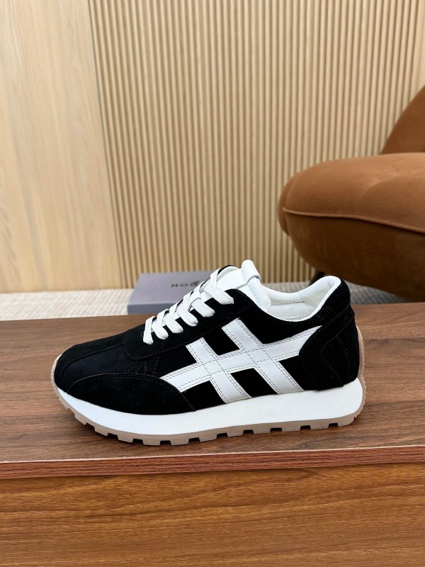 2025 Unisex HOGAN Black White Suede Leather Sneakers