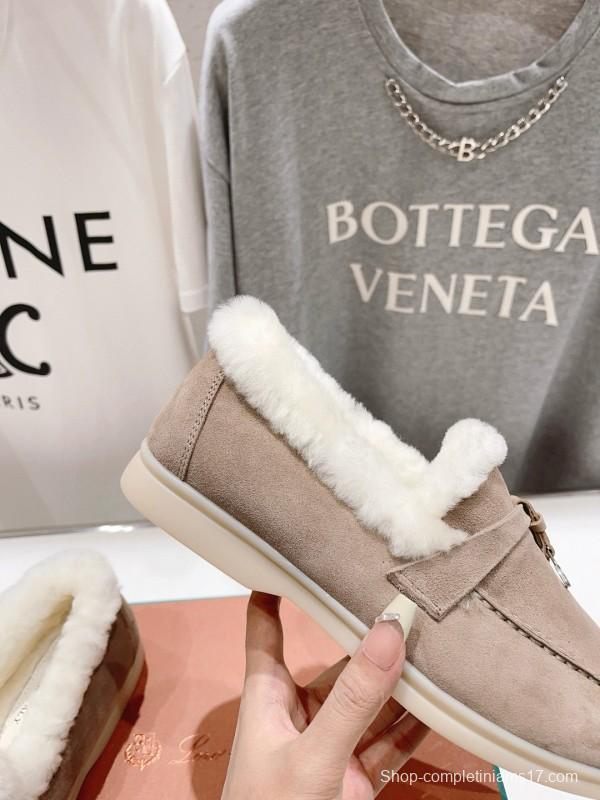 2024 Unisex LP Beige Suede Shearling Loafers MJ00300