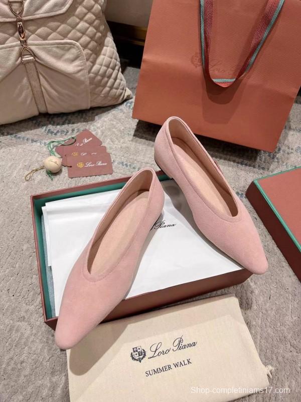2025 Women LP Pink Suede Ballet Flats LY00300