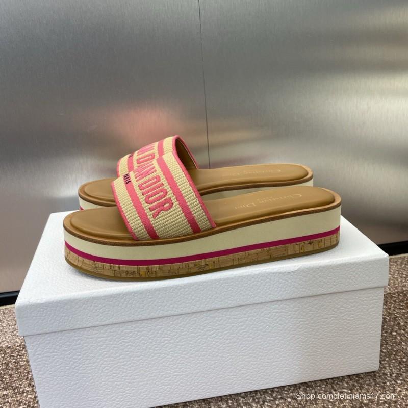 2025 Slippers Dior Pink Canvas Slide