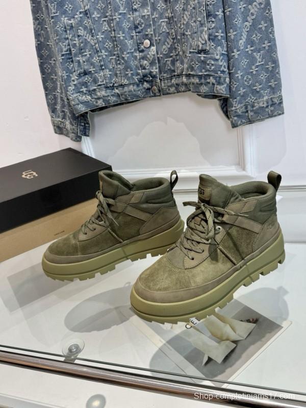 2024 Unisex UGG Black Chestnut Military Green Sheepskin Work Boots MJ00300