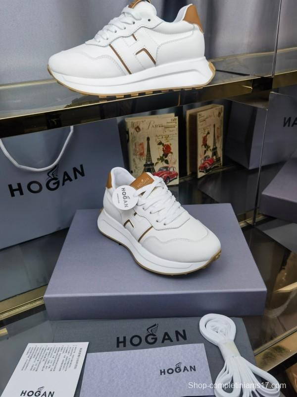 2025 Women HOGAN White Beige Leather Sneakers LY00360(F)