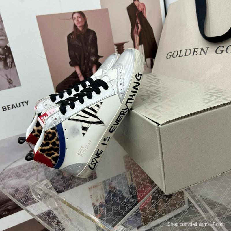 2024 Unisex GGDB White Leopard Blue Leather Suede High-Top Sneakers MJ00300
