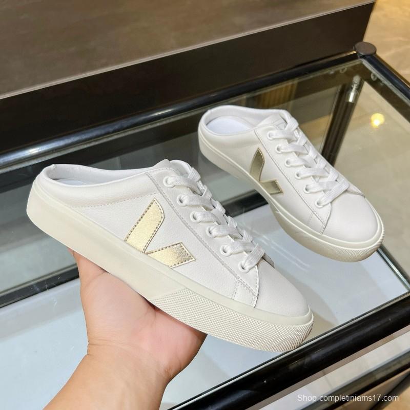 2025 Women VEJA White Canvas Leather Sneakers Slip-On Casual MJ00240