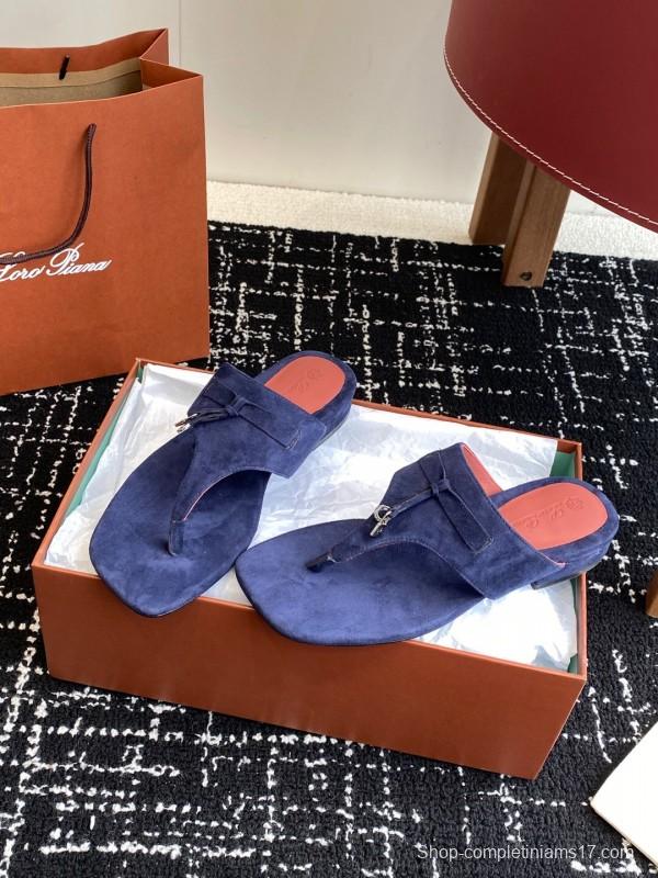 2025 Women Le Parmentier Blue Suede Slippers KFY00280