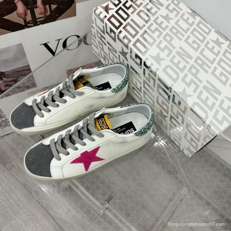 2025 Women GGDB White Pink Grey Glitter Leather Suede Sneakers