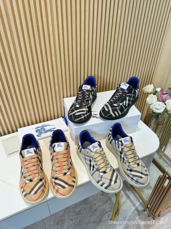 2024 Men Burberry Beige Black Cotton Casual Shoes MJ00320