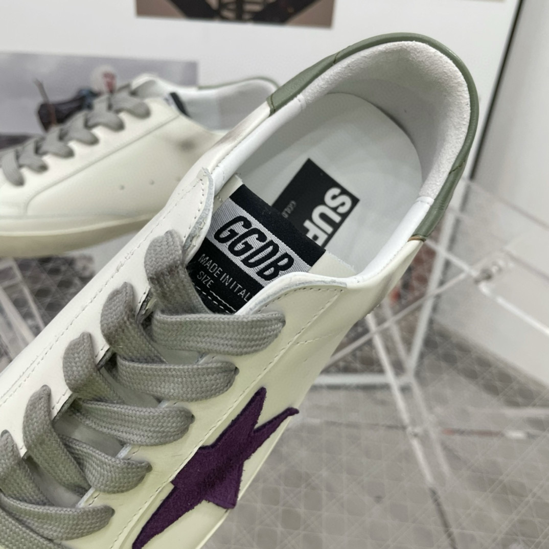 2025 Women GGDB White Purple Leather Sneakers
