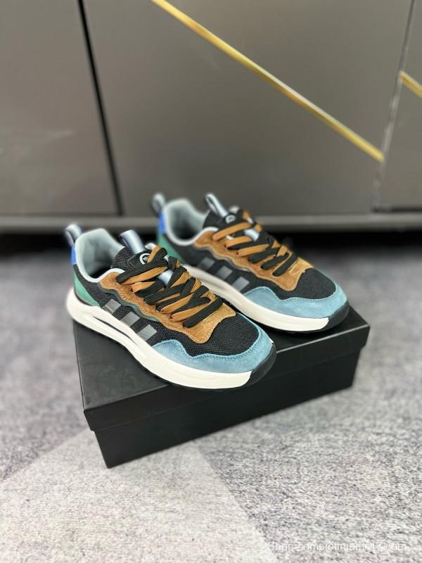 2024 Men Armani black brown blue green leather mesh sneakers MJ00230