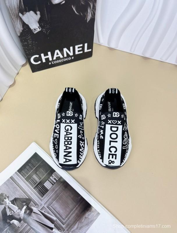 2024 Kids Dolce & Gabbana Pink Black White Yellow Fabric Sneakers