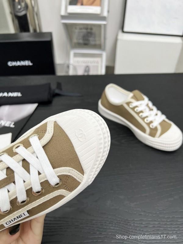 2025 Women Chanel Brown Canvas Sneakers LY00230