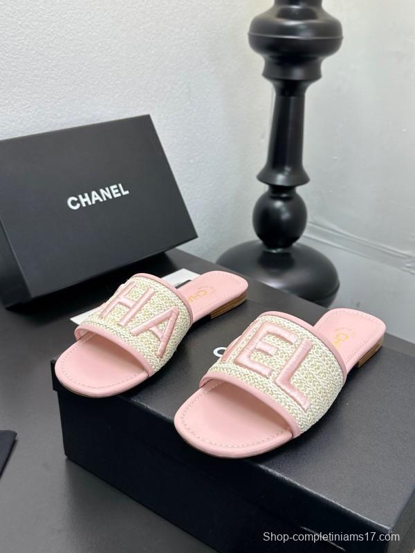 2025 Slippers CHANEL Pink Tweed Slippers
