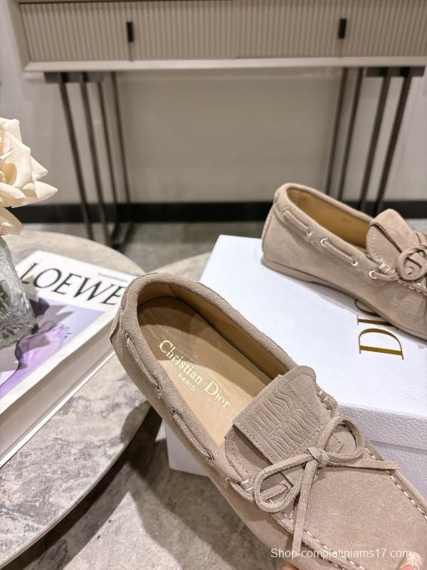 2025 Women Dior Beige Suede Loafers