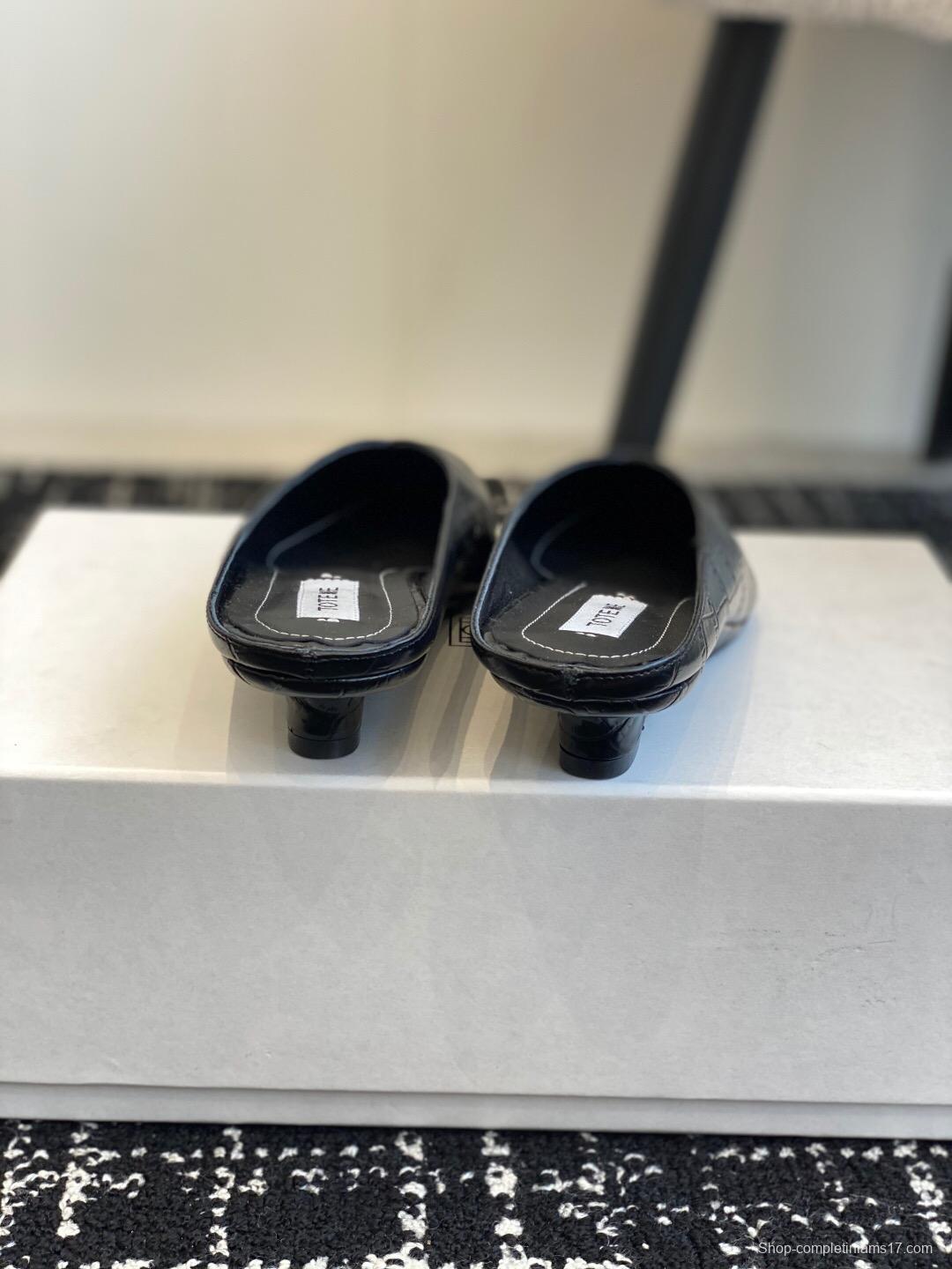 2025 Women Toteme Black Leather Mules