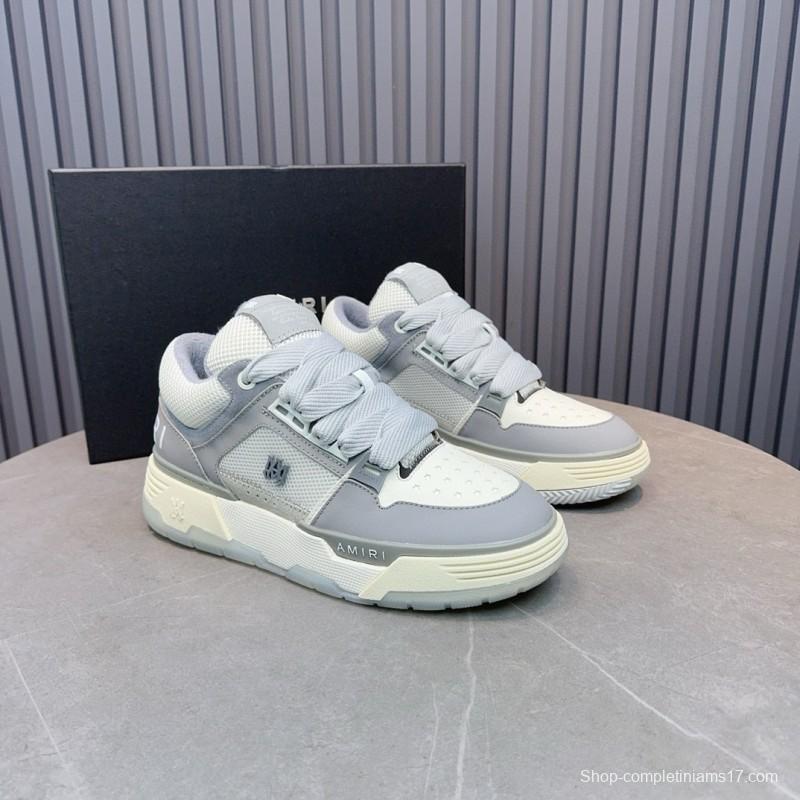 2024 Unisex Amiri Grey White Leather Suede Sneakers MJ00360