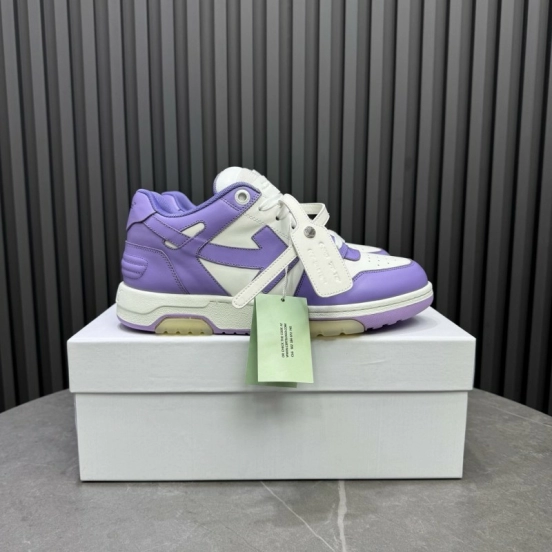 2025 Unisex Off-White Purple White Leather Sneakers KFY00320