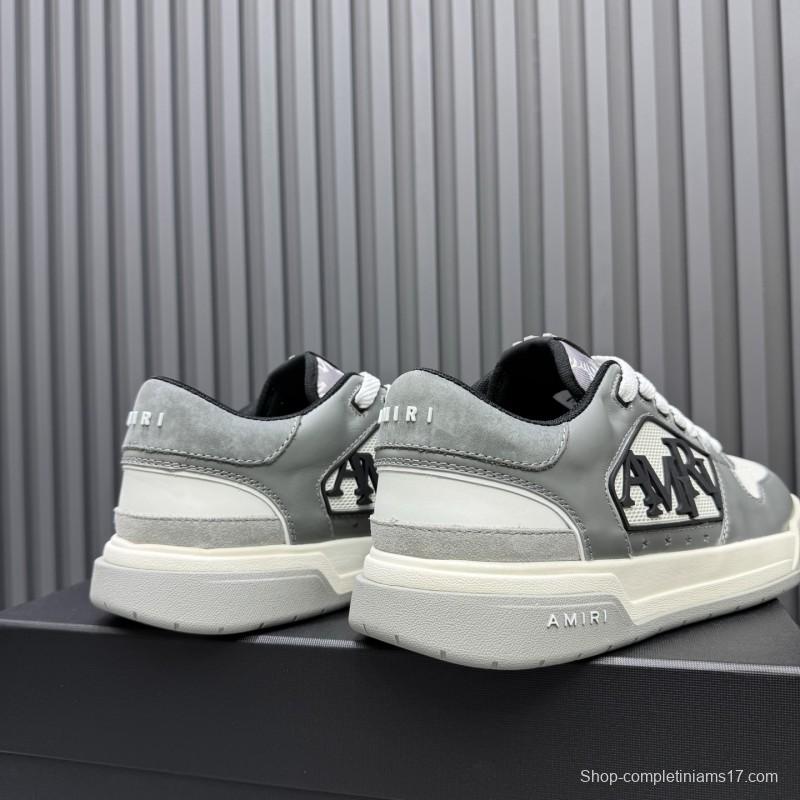 2025 Unisex Amiri White Grey Leather Sneakers MJ00360