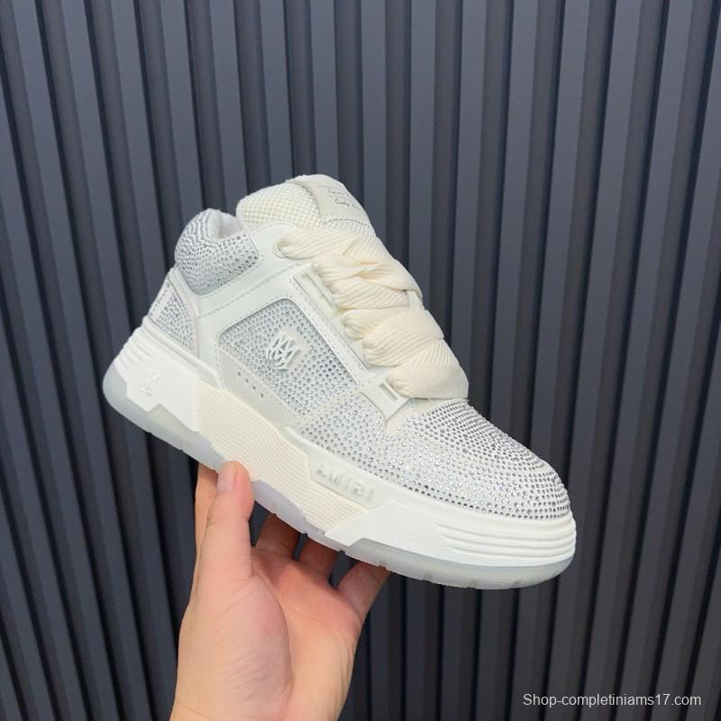 2024 Unisex Amiri White Mesh Leather Sneakers MJ00410