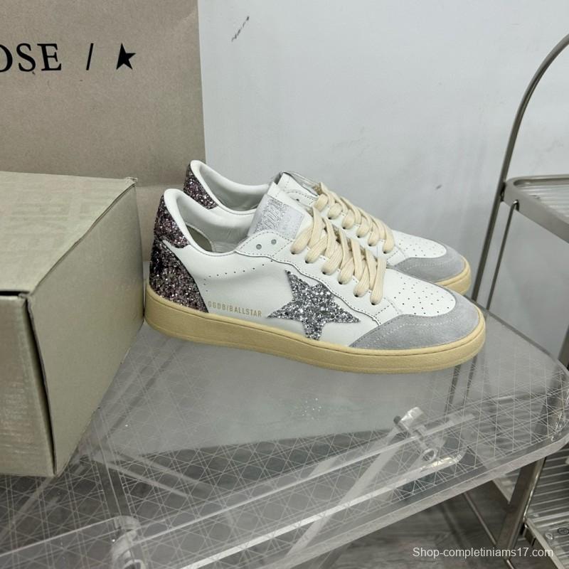2024 Unisex GGDB White Silver Glitter Leather Suede Sneakers MJ00260
