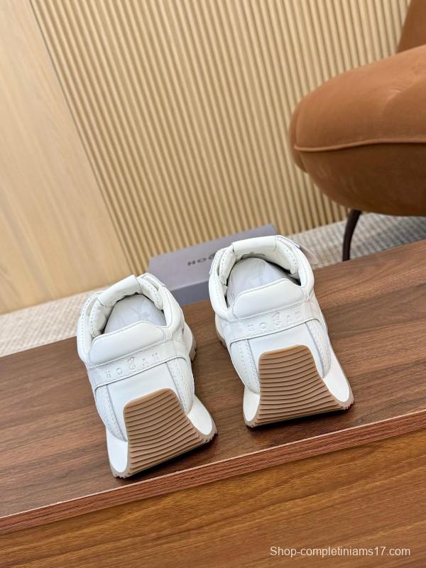 2025 Unisex HOGAN White Leather Suede Sneakers H671