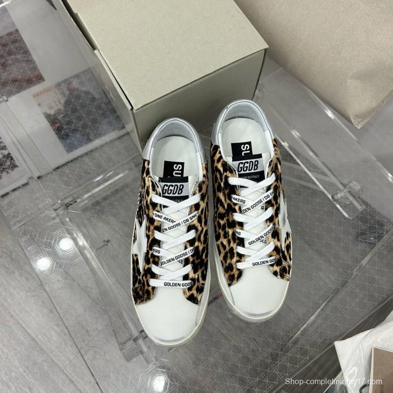 2025 Women GGDB Leopard White Leather Sneakers