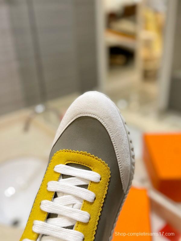 2024 Unisex Hermès Yellow Grey White Imported Silk Lambskin Imported Rain Velvet Casual Sneakers MJ00320