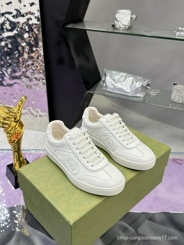 2024 Unisex Gucci White Leather Suede Sneakers MJ00310
