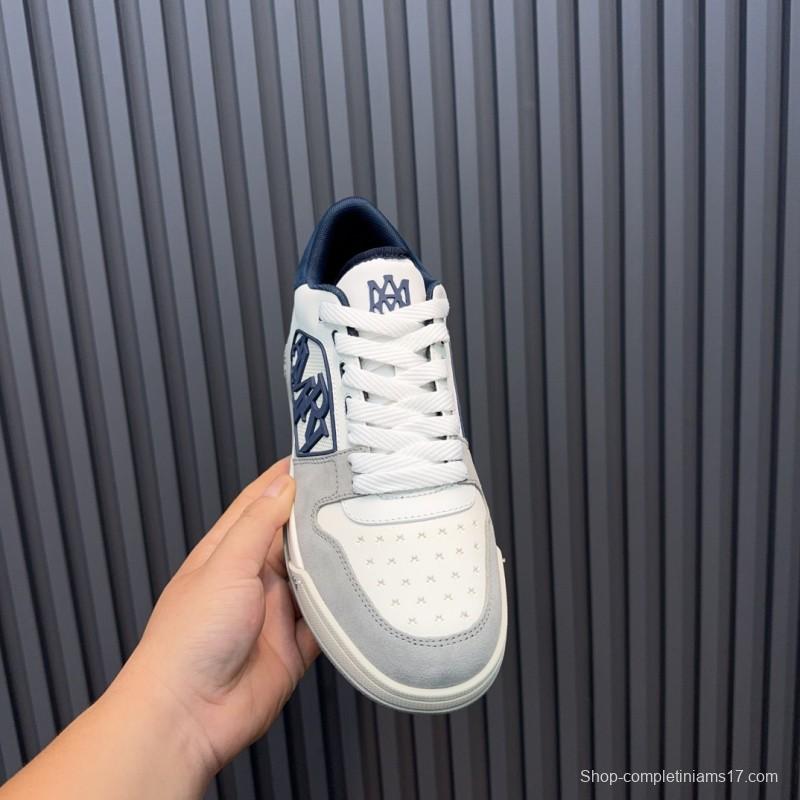 2025 Unisex Amiri White Grey Blue Leather Suede Sneakers MJ00360