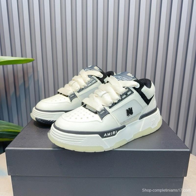 2024 Unisex Amiri White Black Leather Sneakers MJ00360