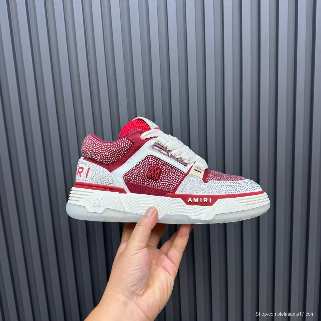 2024 Unisex Amiri Red White Leather Mesh Sneakers MJ00410
