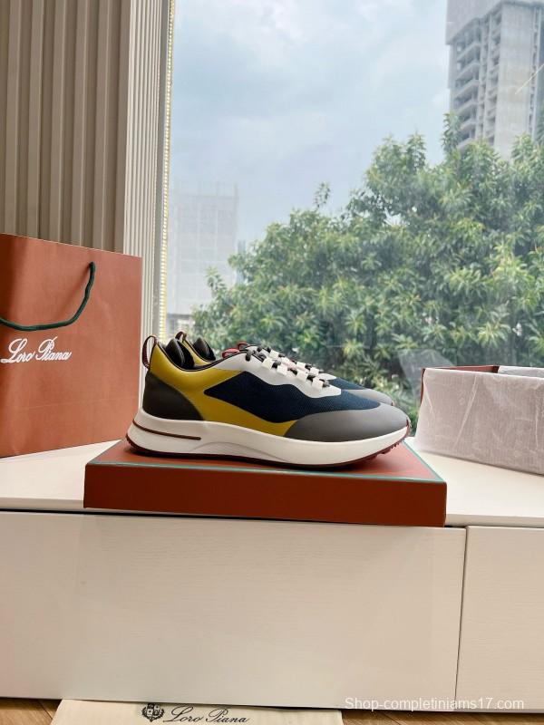 2024 Unisex Le Parmentier Yellow Navy Grey Knit Sneakers Top Version MJ00340