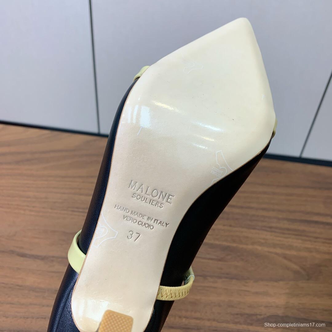 2025 Women Malone Souliers Black Yellow Leather Pumps