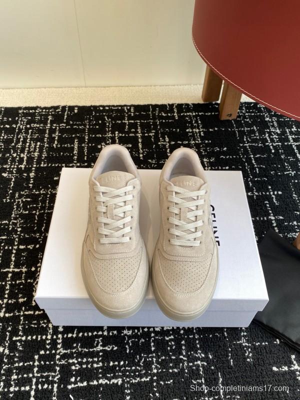 2025 Women Celine Beige Suede Sneakers KFY00310