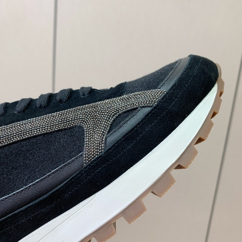 2025 Unisex Brunello Cucinelli Black Brown Suede Leather Sneakers LY