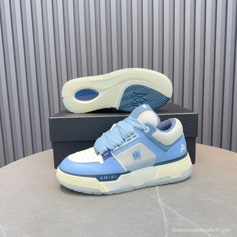 2024 Unisex Amiri Blue White Mesh Leather Sneakers MJ00360