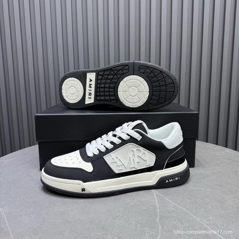 2025 Unisex Amiri Black White Leather Sneakers MJ00360