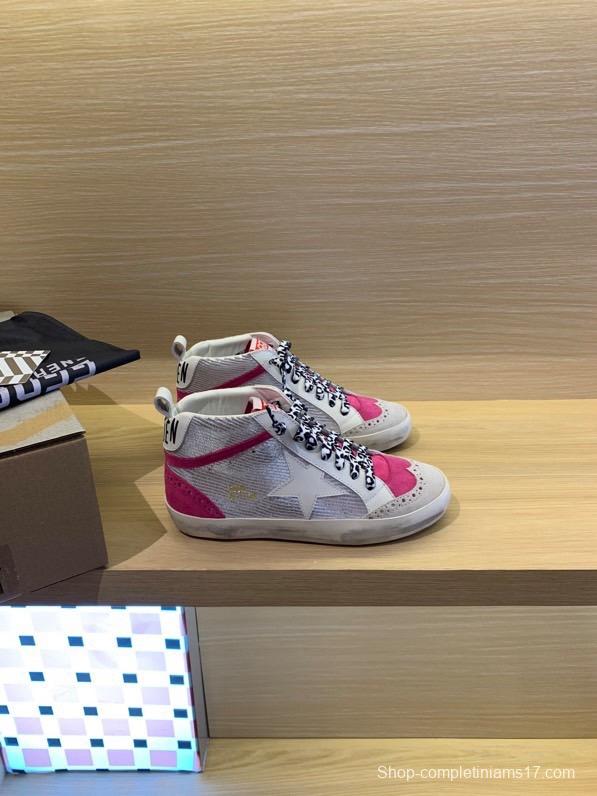 2024 Unisex GGDB White Pink Leather Suede High Top Sneakers MJ00300