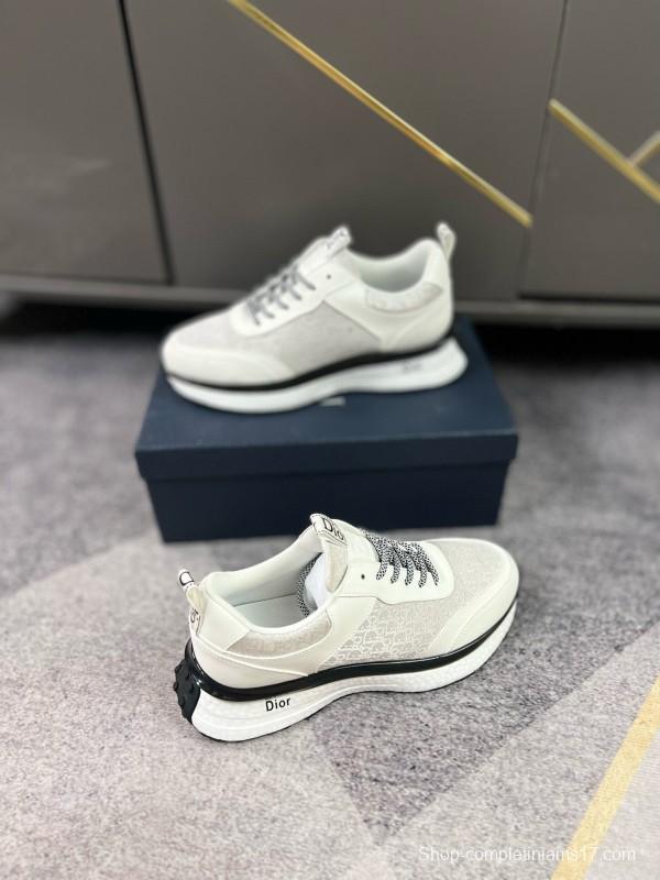2024 Unisex Dior White Mesh Leather Casual Sneakers MJ00270