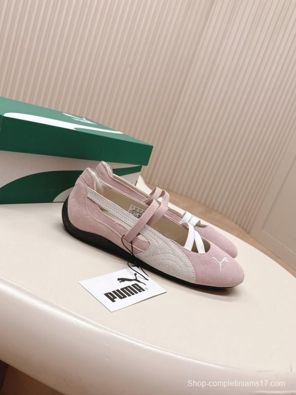 2025 Women PUMA Light Pink Suede Ballet Shoes