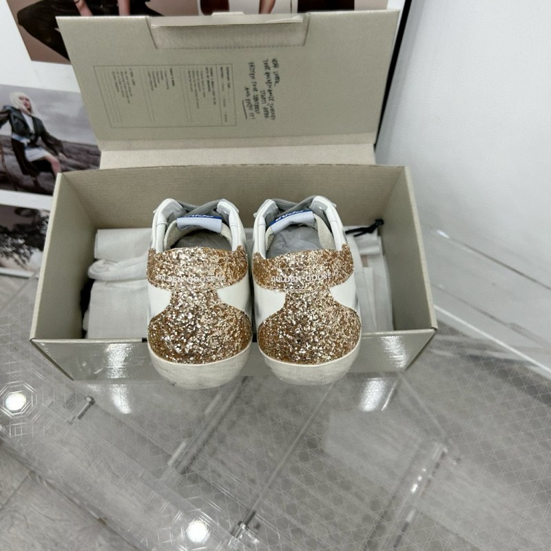 2025 Women GGDB White Black Glitter Leather Suede Sneakers