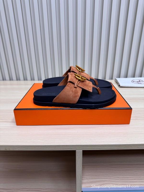 2025 Slippers Hermès Brown Suede Slippers